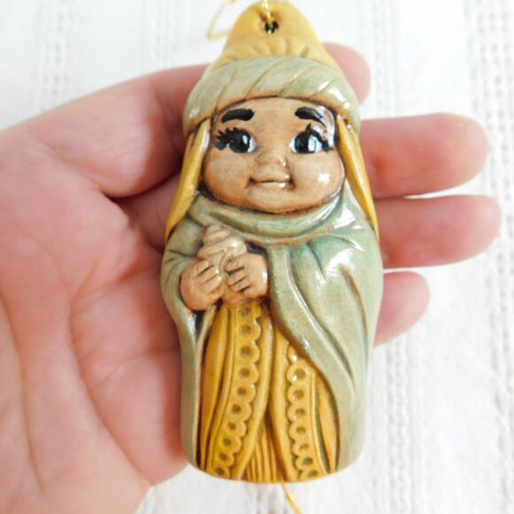 Vintage Nativity Christmas Flat Ornament Set of 5 Jesus Joseph Wiseman Donkey - Picture 10 of 16